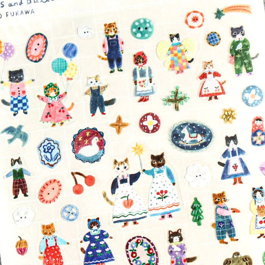 Cozyca Products - Aiko Fukawa - Sticker Sheet - Cats and Buttons