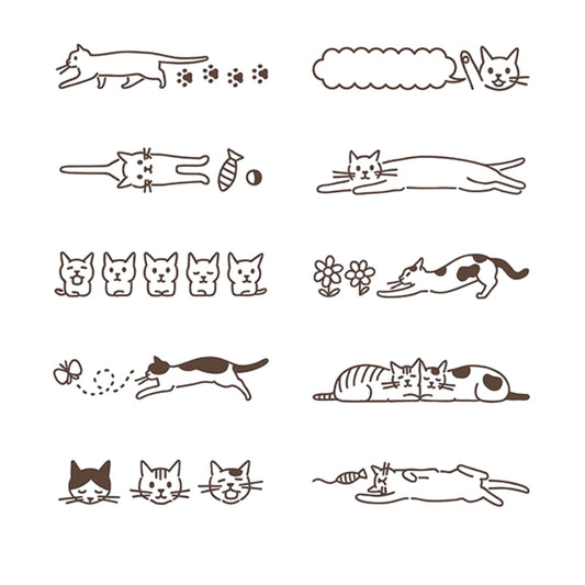 MIDORI - Rotating Stamp - Brown - Cats