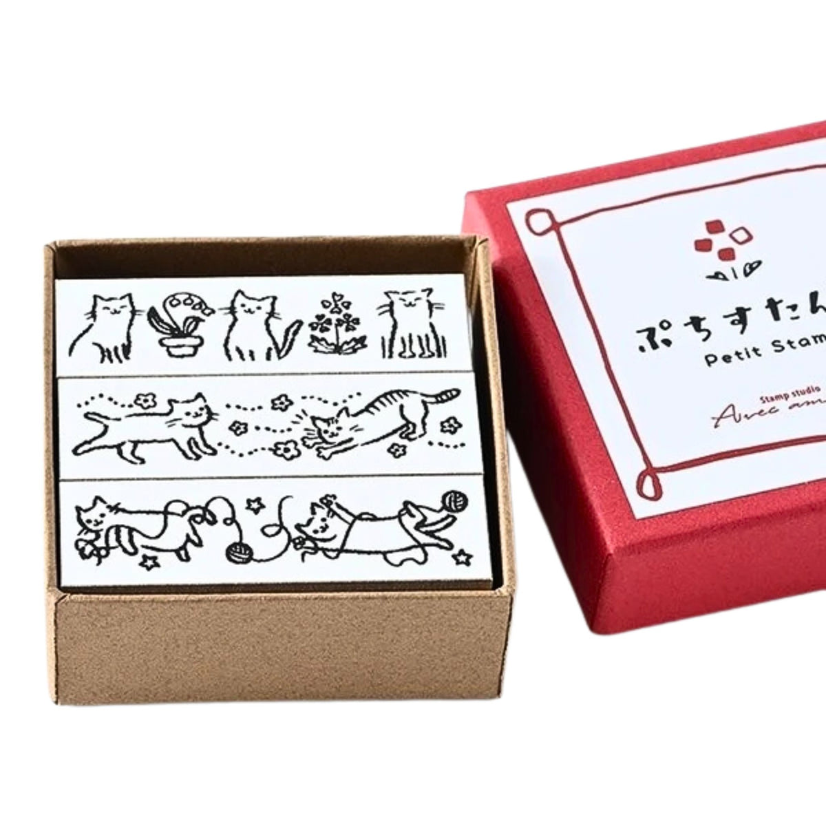 Sanby - Rubber Stamps - 3-Piece - Mini Border Stamp Set - Playful Cats