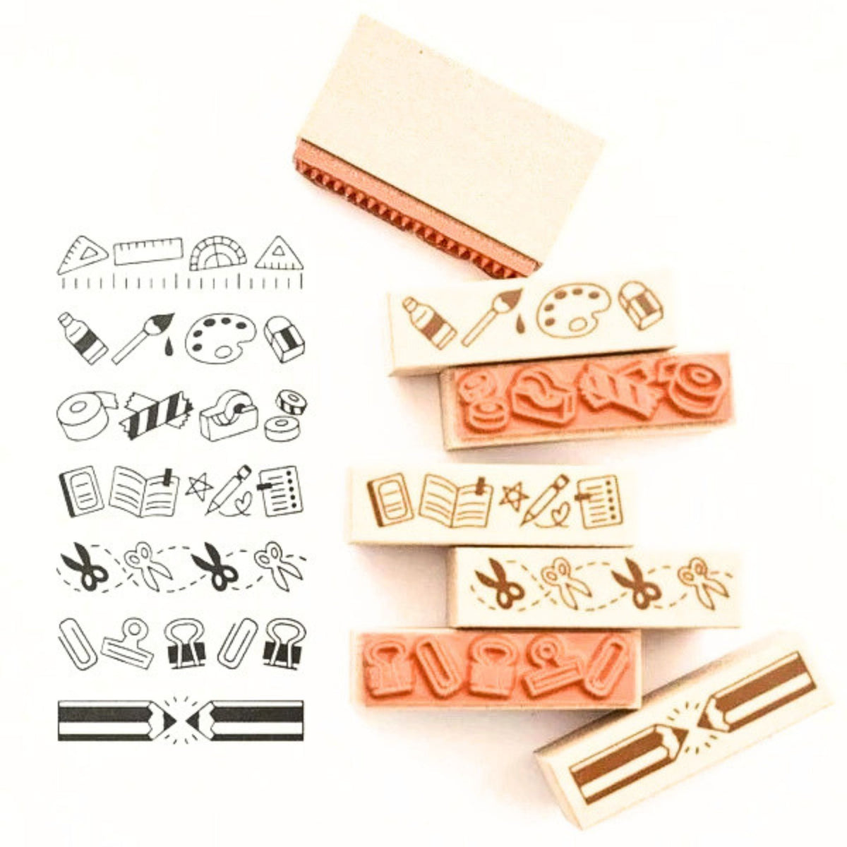 Sanby - Rubber Stamps - 7-Piece - Mini Border Stamp Set - Stationery