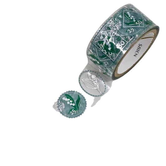 SAIEN - PET - Clear Tape - Silver Foil- Stamp Story - Lily of the Valley