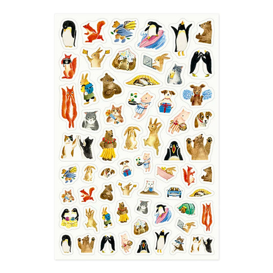 MIDORI - Removable Yuru Log Stickers (1 Sheet): Animals