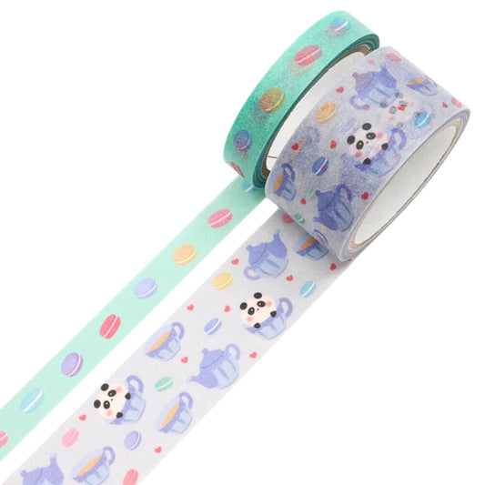 SAIEN - Washi Tape - 2-Roll Set - Teacup Animals - Panda