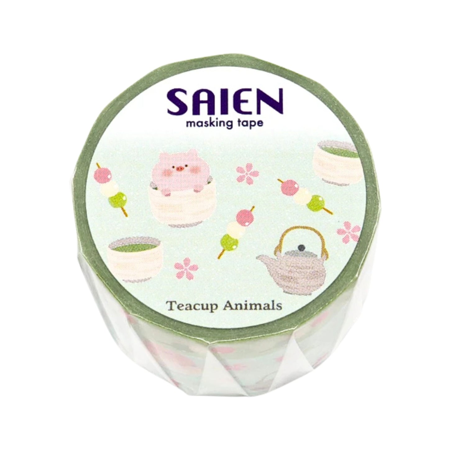 SAIEN - Washi Tape - 2-Roll Set - Tea Cup Animals - Little Pig