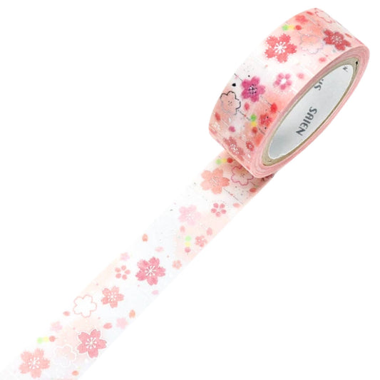 SAIEN - Washi Tape - Silver Foil - Cherry Blossoms Decoration