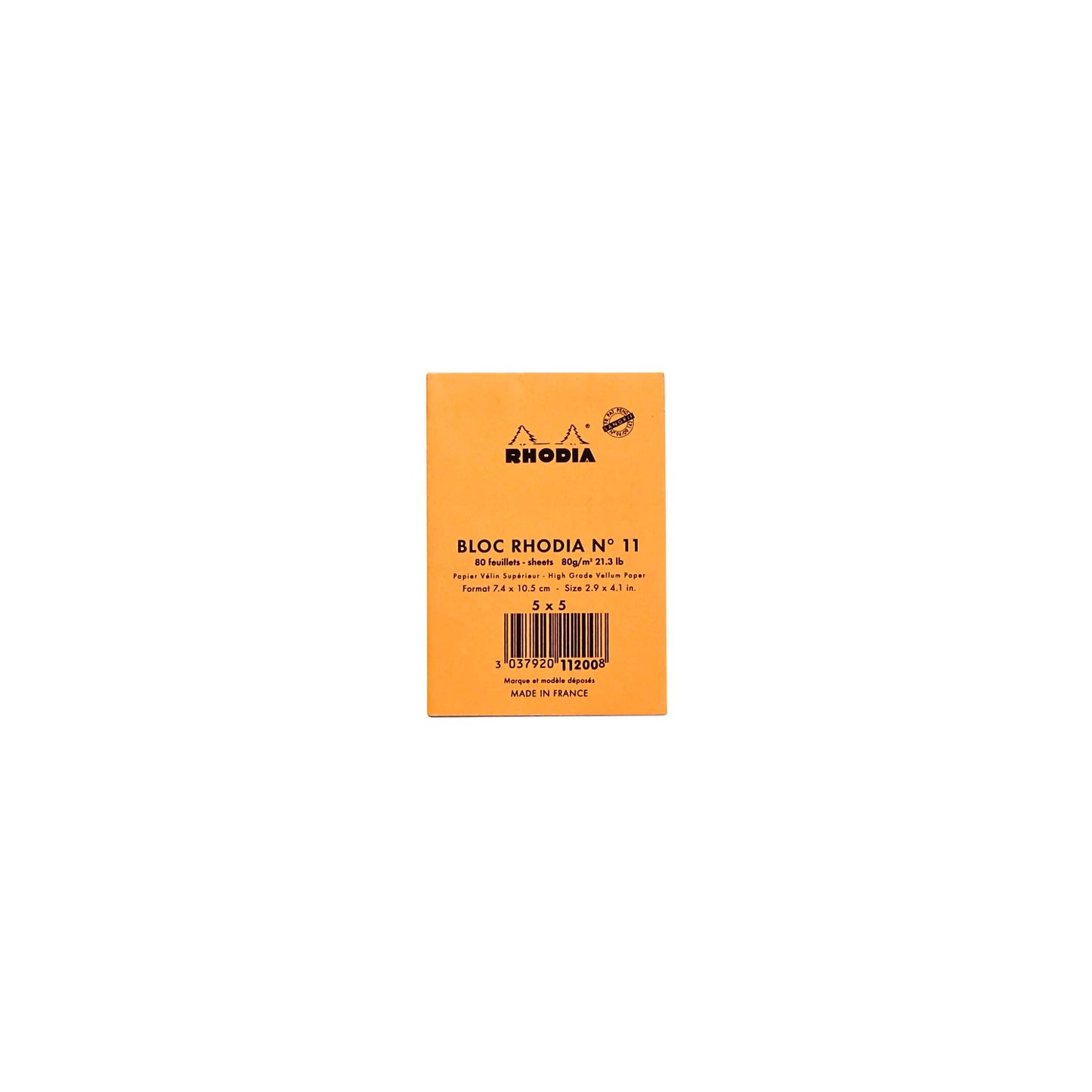 Rhodia - Bloc agrafé n° 11 quadrillé/millimétré A7 - Paon