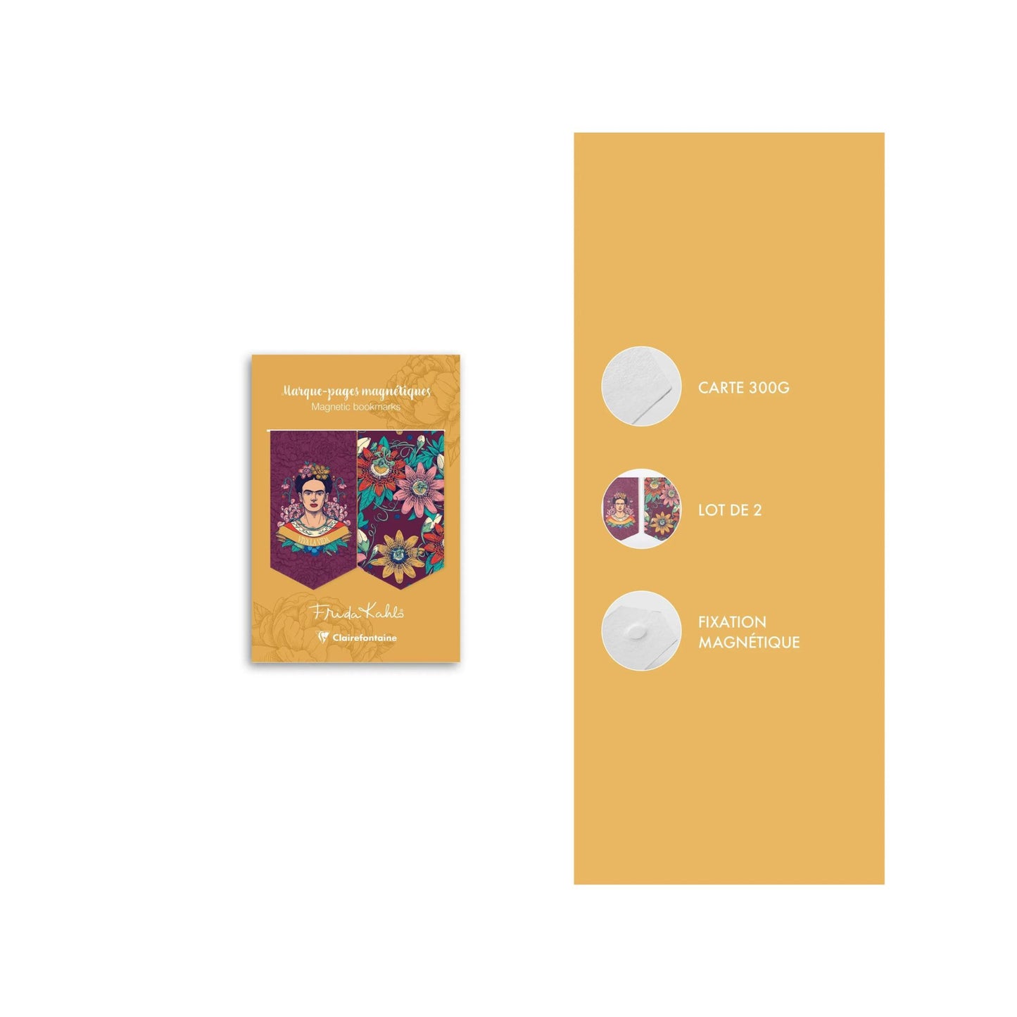 Clairefontaine - Frida Kahlo Set of 2 Magnetic Bookmarks