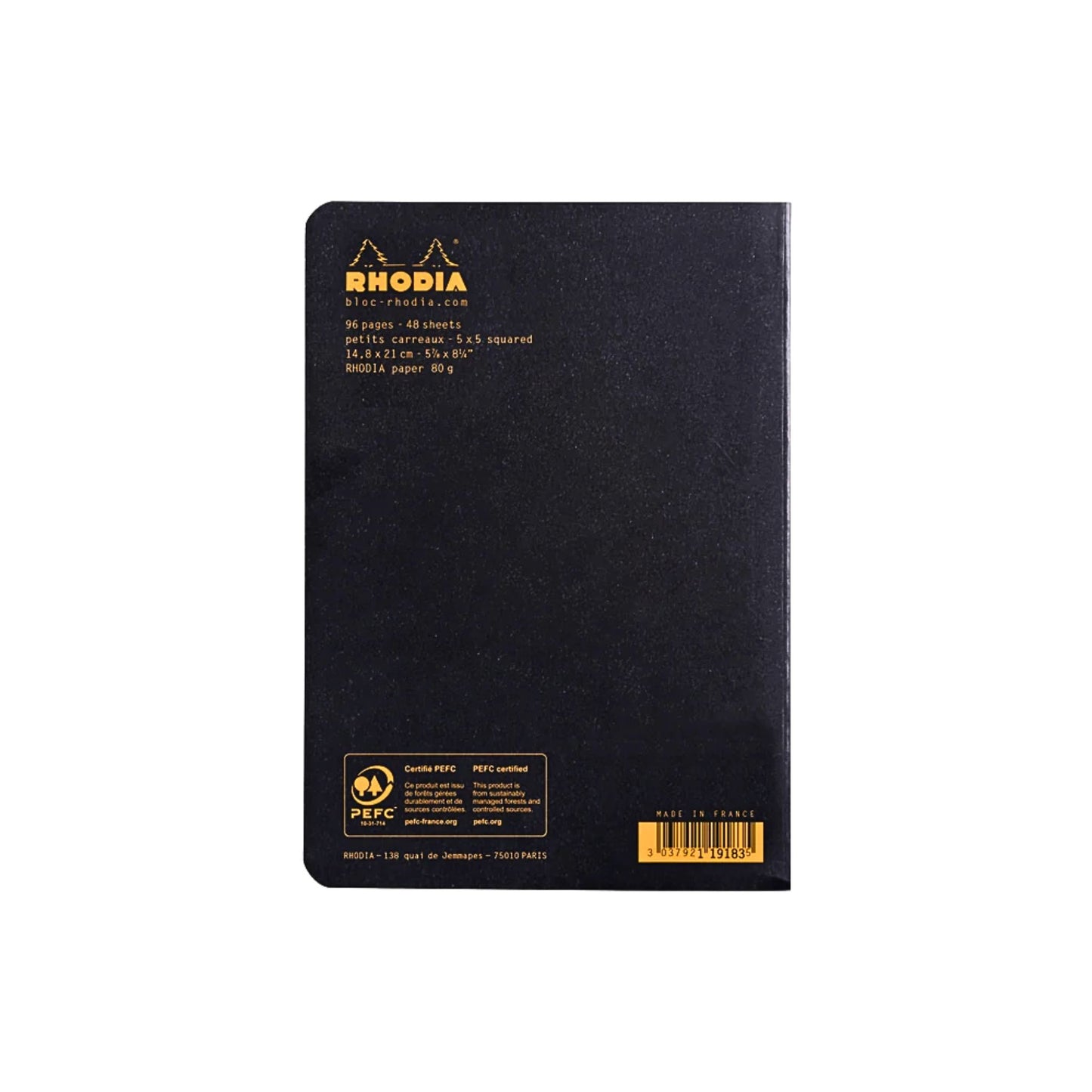 Rhodia - Cahier - Notebook - A5 - Grid / Graph - Black
