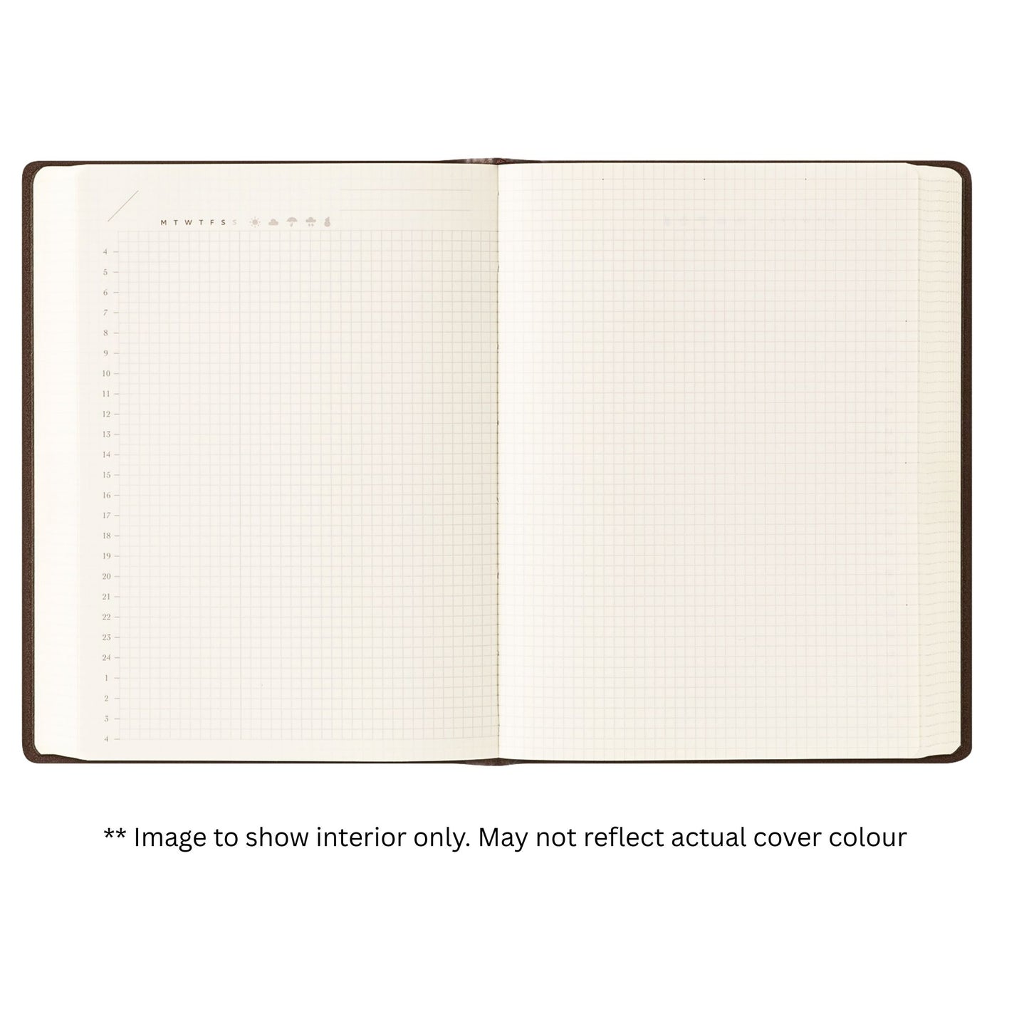 MIDORI - Hibino 2-Page-Per-Day Undated Diary - A6 - Grid - Ivory