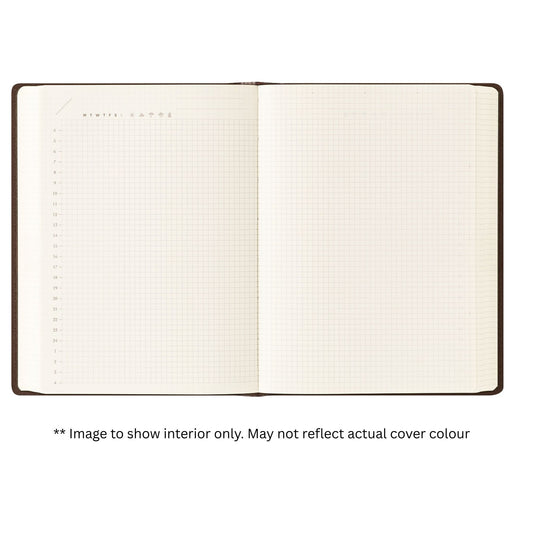 MIDORI - Hibino 2-Page-Per-Day Undated Diary - A6 - Grid - Ivory
