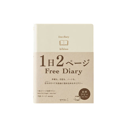 MIDORI - Hibino 2-Page-Per-Day Undated Diary - A6 - Grid - Ivory