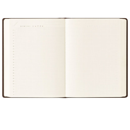 MIDORI - Hibino 2-Page-Per-Day Undated Diary - A6 - Grid - Brown