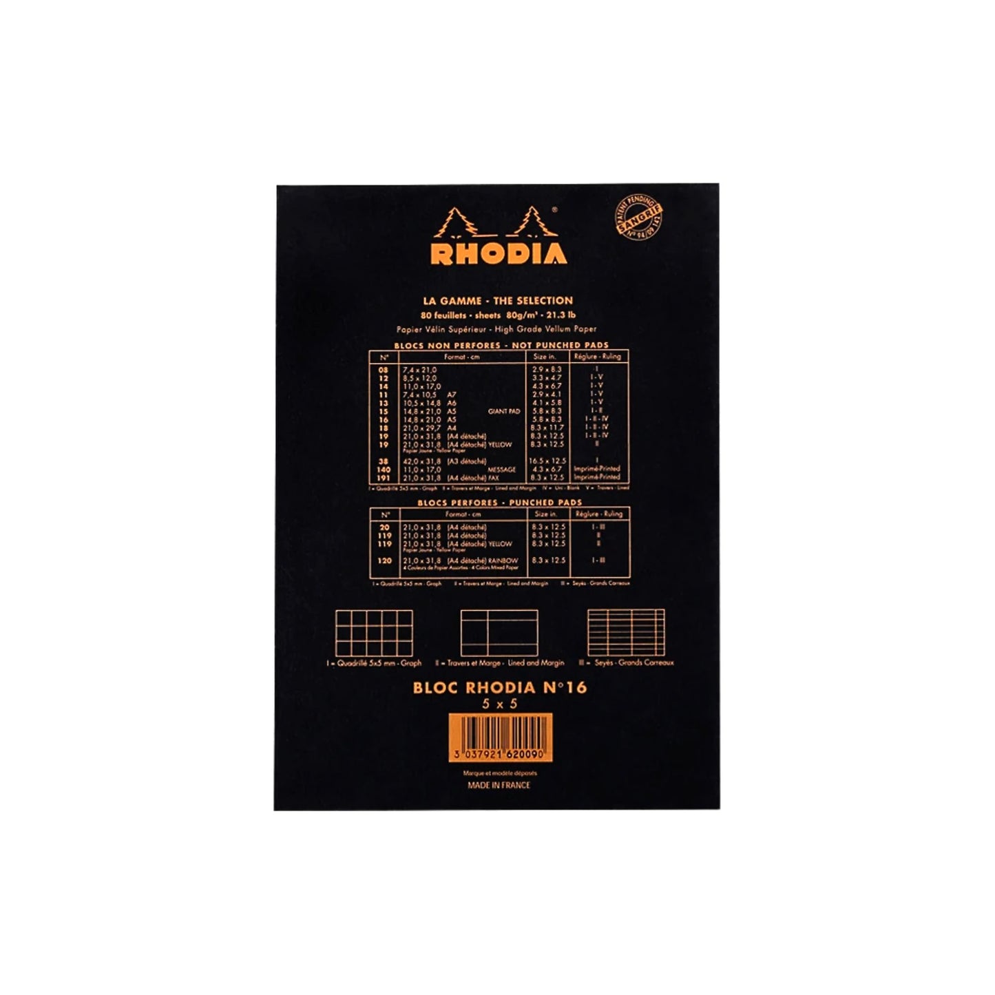Rhodia - Bloc agrafé n° 11 quadrillé/millimétré A7 - Paon
