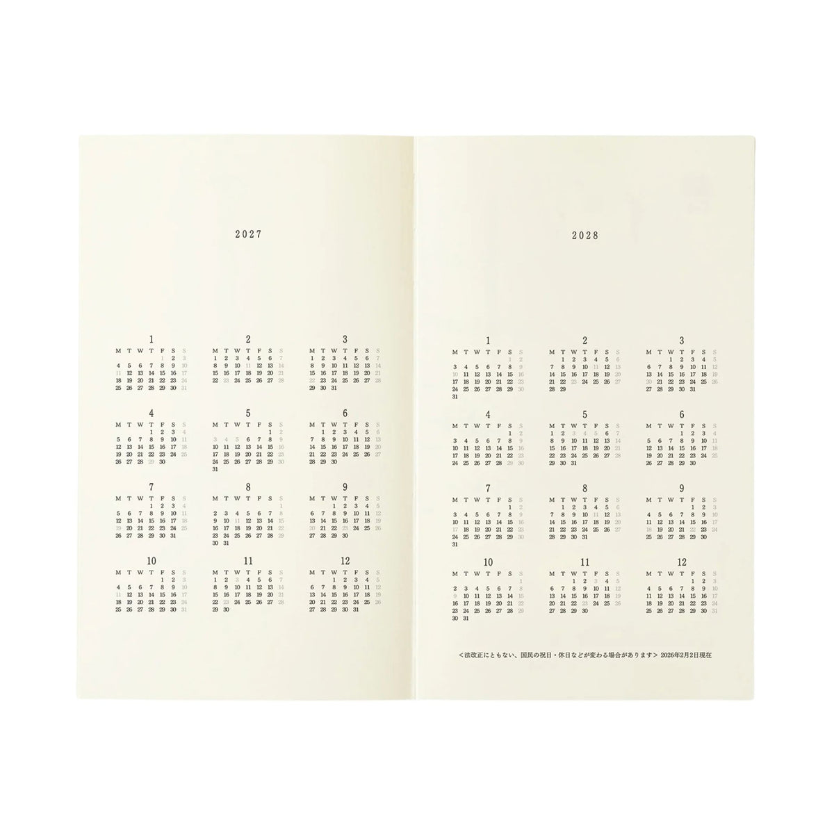 MD PRODUCT - MD Notebook Diary - B6 Slim - 2027
