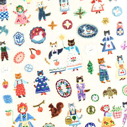 Cozyca Products - Aiko Fukawa - Sticker Sheet - Cats and Buttons