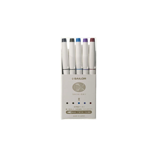 Sailor - Shikiori Double-Sided Brush Pen Set - Summer – 5 Colours
