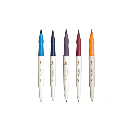Sailor - Shikiori Double-Sided Brush Pen Set - Autumn – 5 Colours
