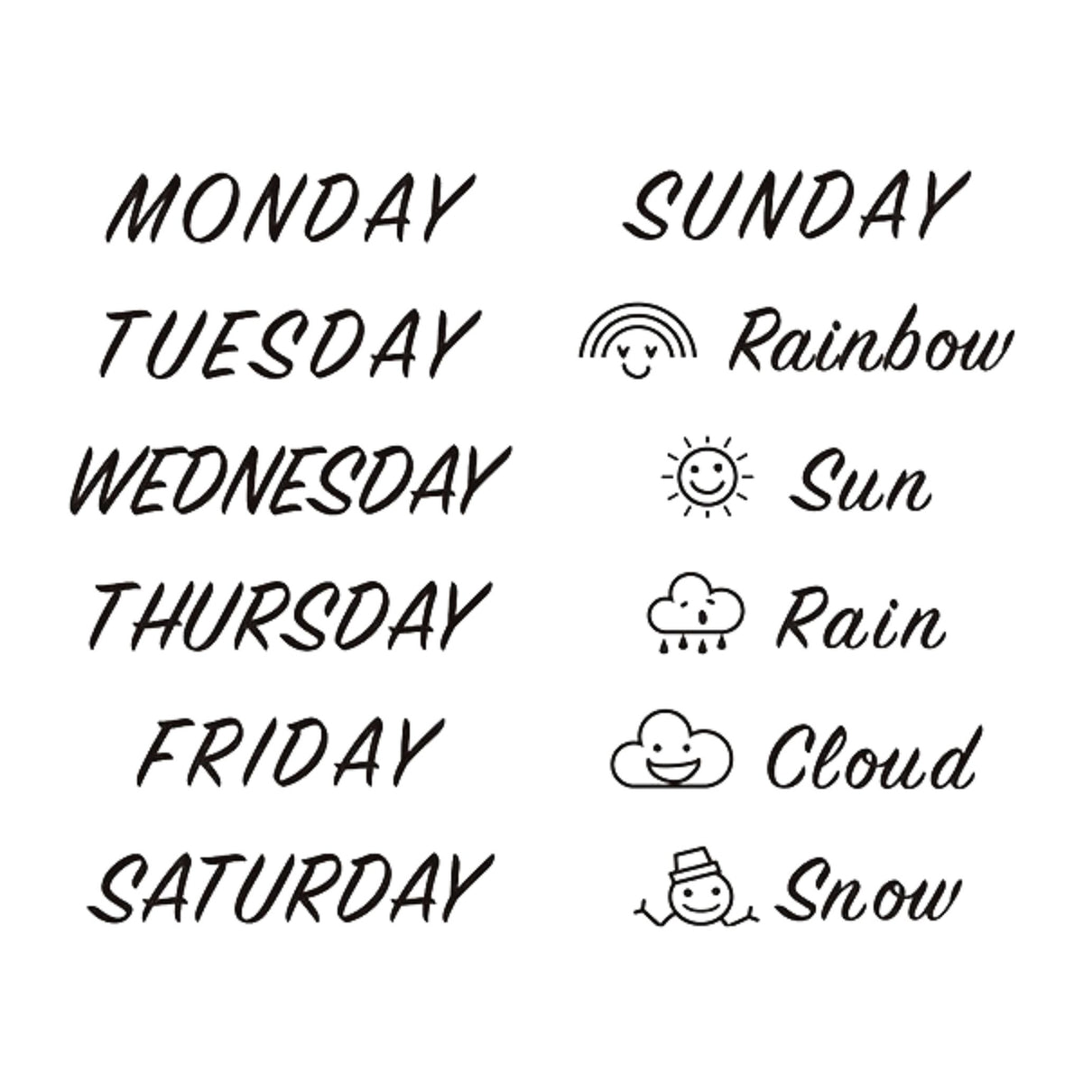 MIDORI - Rotating Stamp - Week Days & Weather