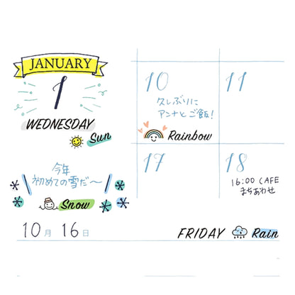 MIDORI - Rotating Stamp - Week Days & Weather