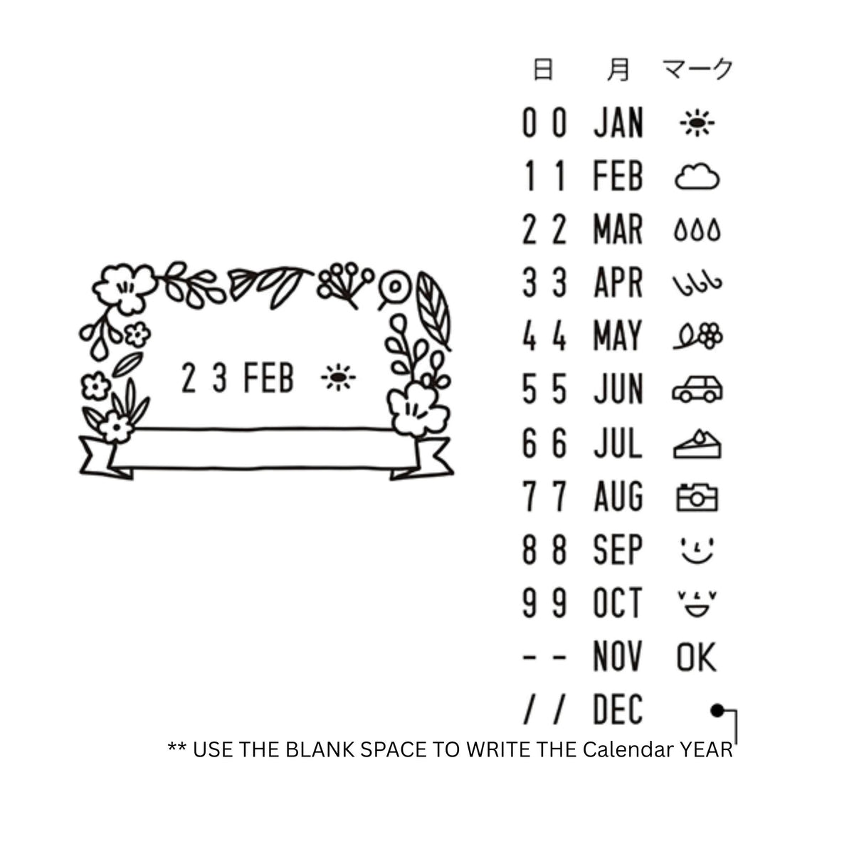 MIDORI - Rotating Date Stamp - Flowers