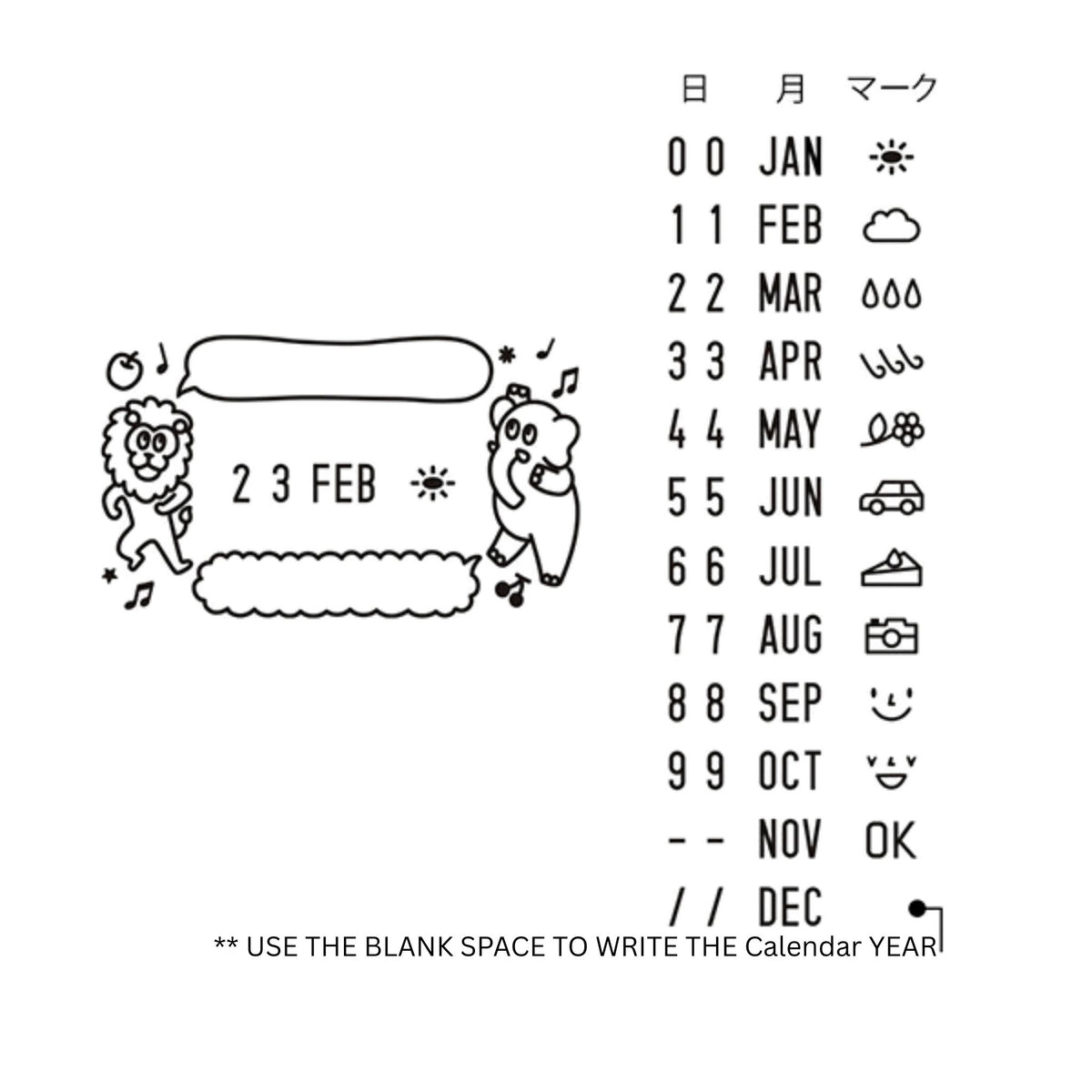 MIDORI - Rotating Date Stamp - Animal Speech Bubble