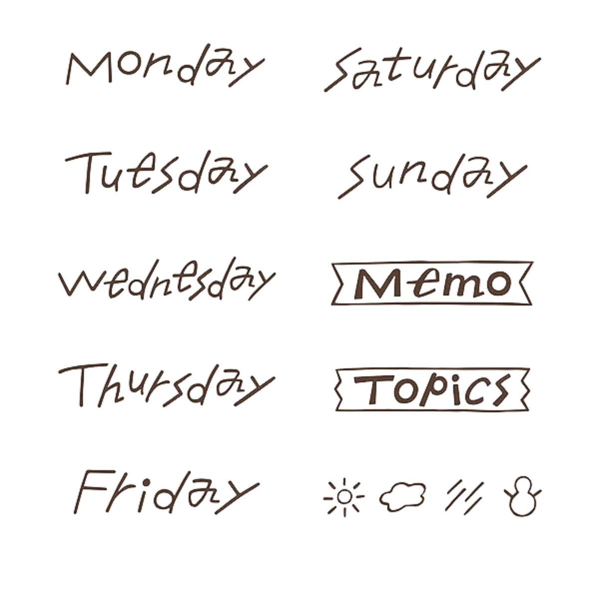 MIDORI - Rotating Stamp - Brown - Week Days