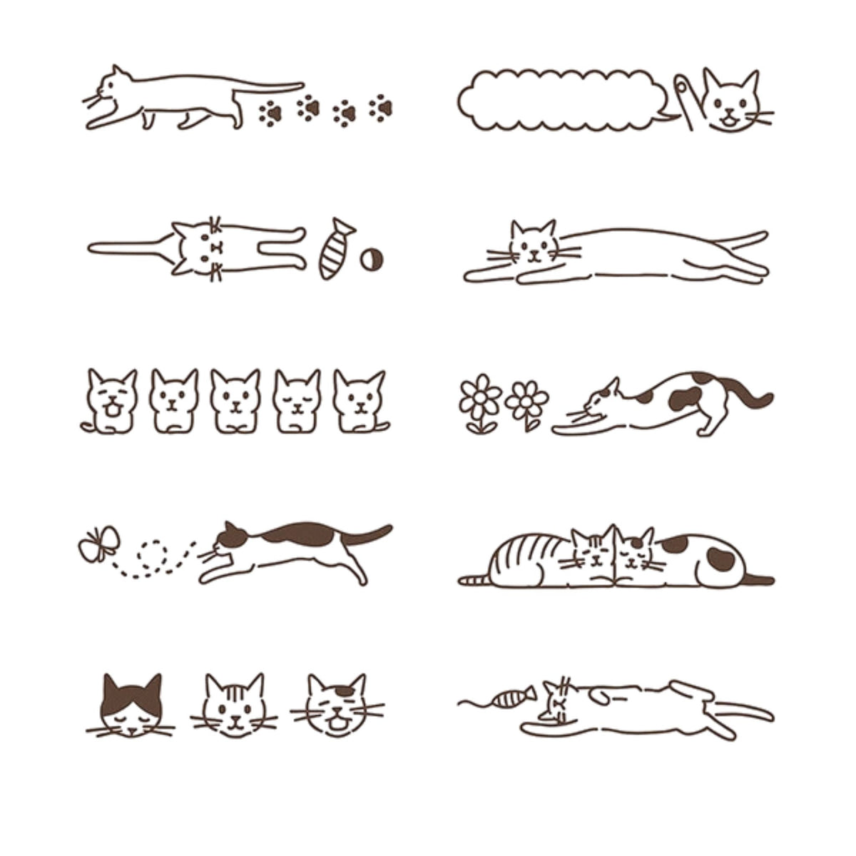 MIDORI - Rotating Stamp - Brown - Cats