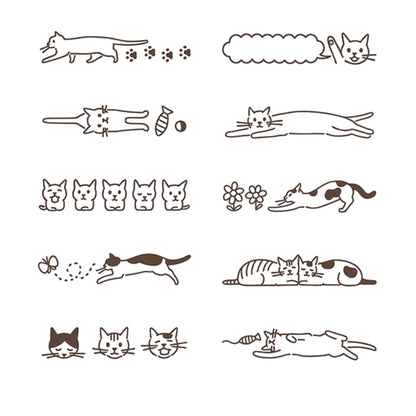 MIDORI - Rotating Stamp - Brown - Cats