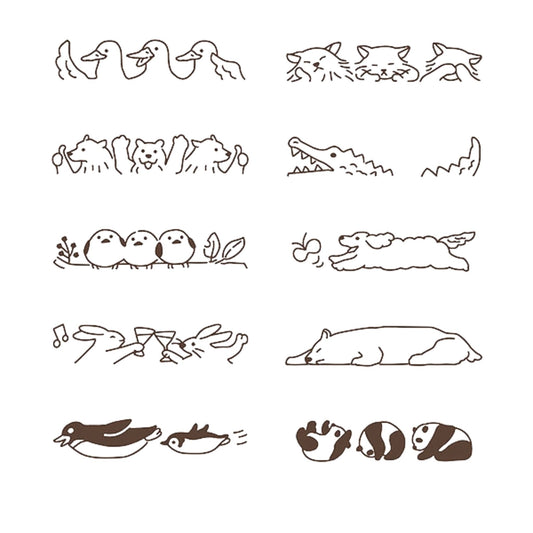 MIDORI - Rotating Stamp - Brown - Animal Poses