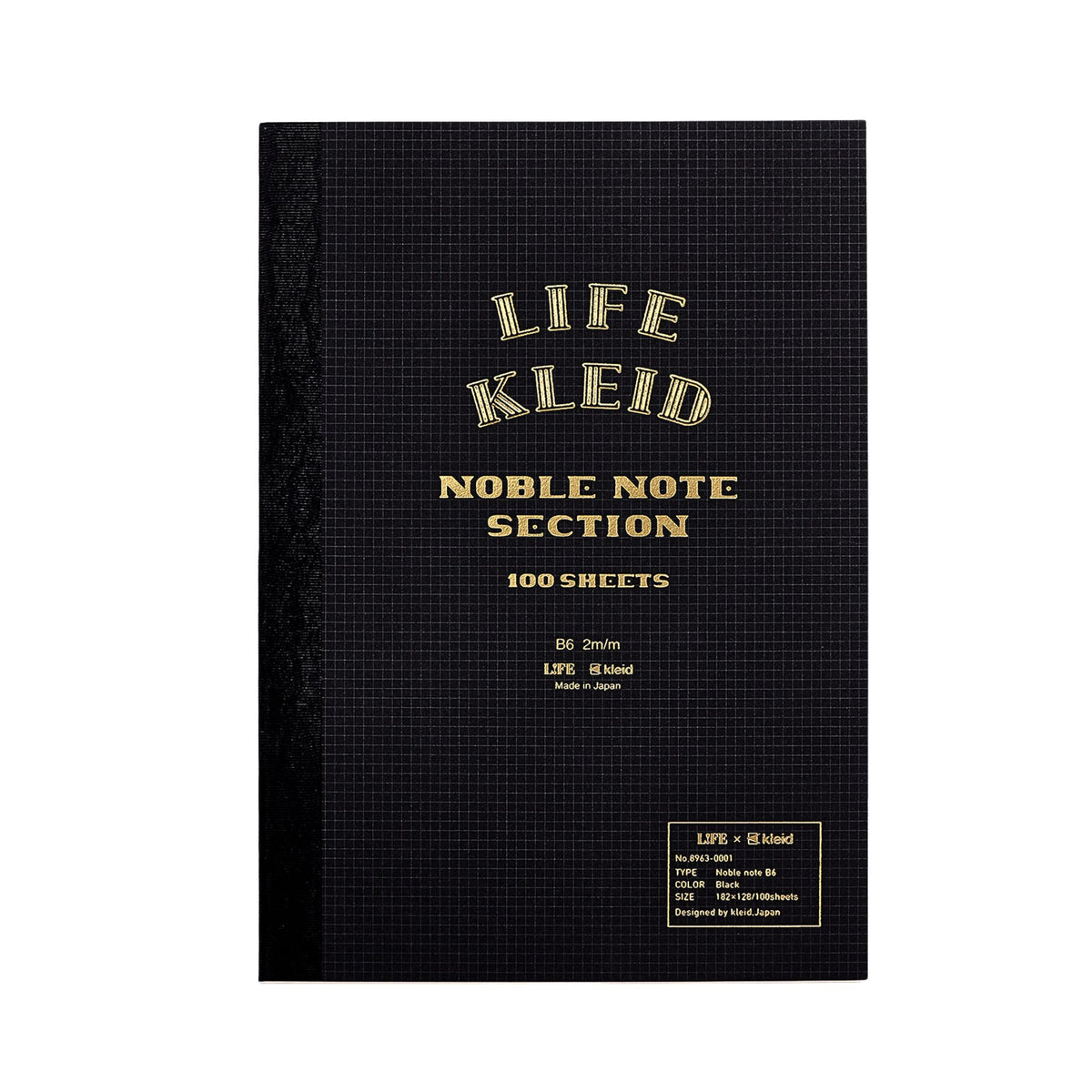LIFE - kleid - Noble Note - Notebook - Section - Grid / Graph - 2mm - B6 - Black