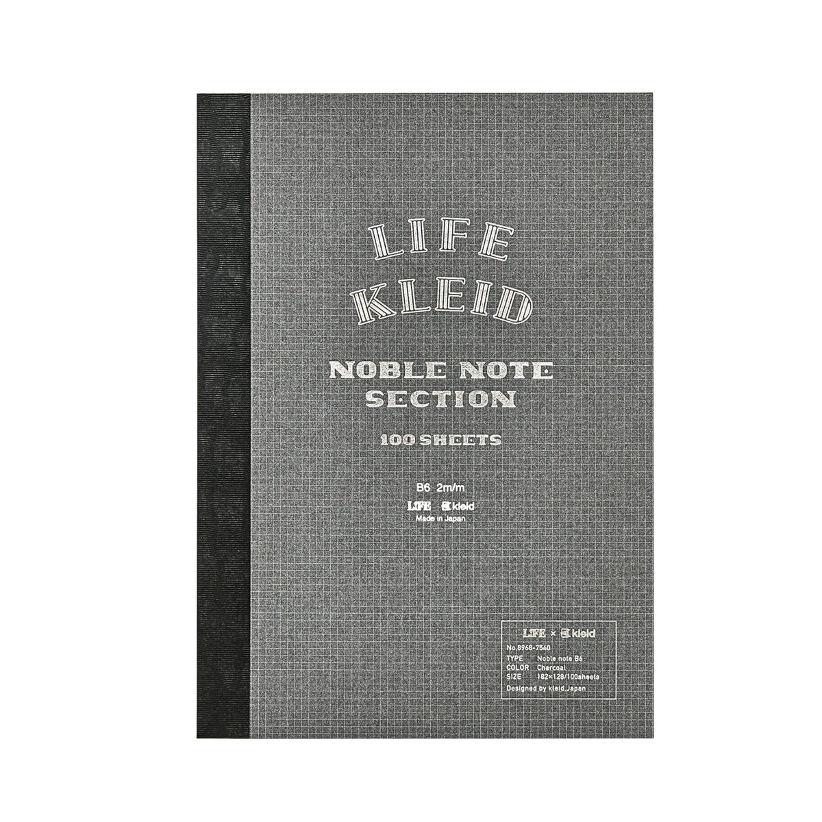 LIFE - kleid - Noble Note - Notebook - Section - Grid / Graph - 2mm - B6 - Charcoal