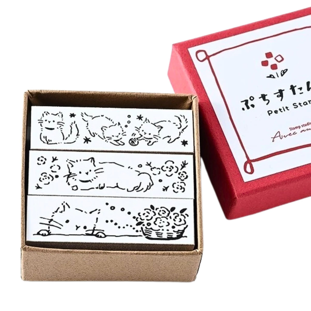 Sanby - Rubber Stamps - 3-Piece - Mini Border Stamp Set - Playful Kittens