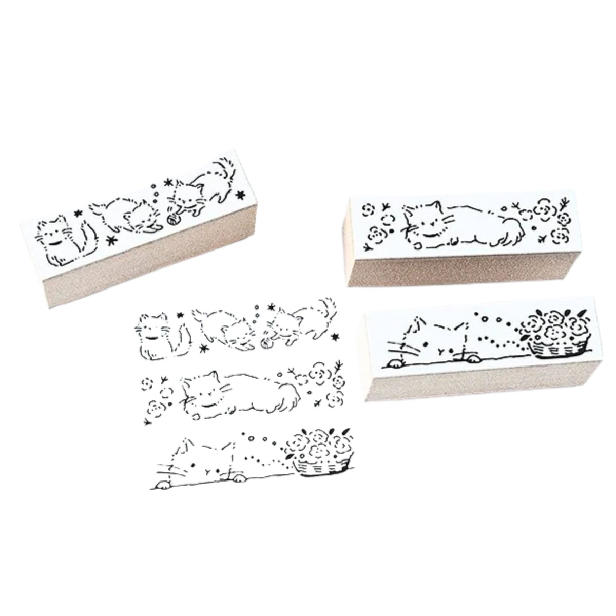 Sanby - Rubber Stamps - 3-Piece - Mini Border Stamp Set - Playful Kittens