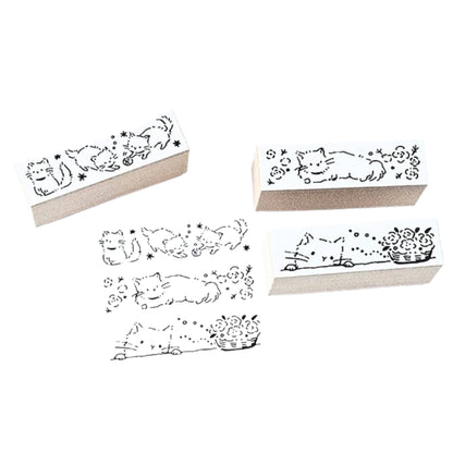 Sanby - Rubber Stamps - 3-Piece - Mini Border Stamp Set - Playful Kittens