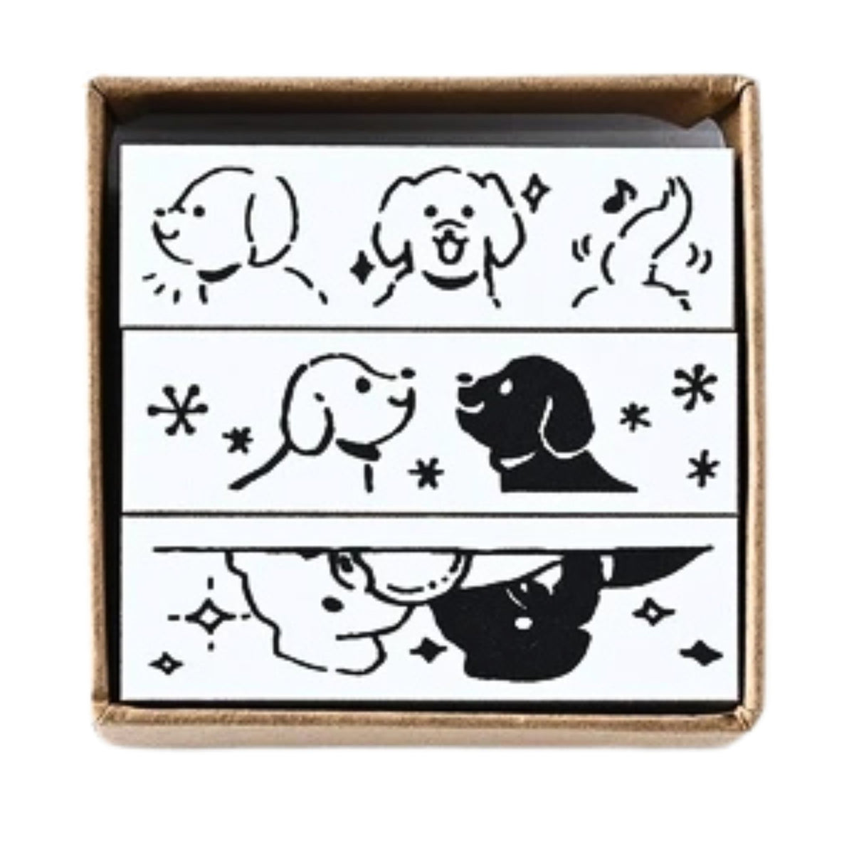 Sanby - Rubber Stamps - 3-Piece - Mini Border Stamp Set - Playful Dogs