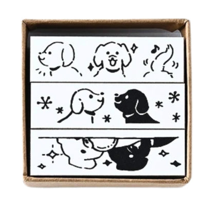 Sanby - Rubber Stamps - 3-Piece - Mini Border Stamp Set - Playful Dogs
