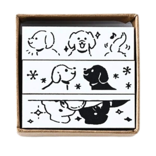 Sanby - Rubber Stamps - 3-Piece - Mini Border Stamp Set - Playful Dogs