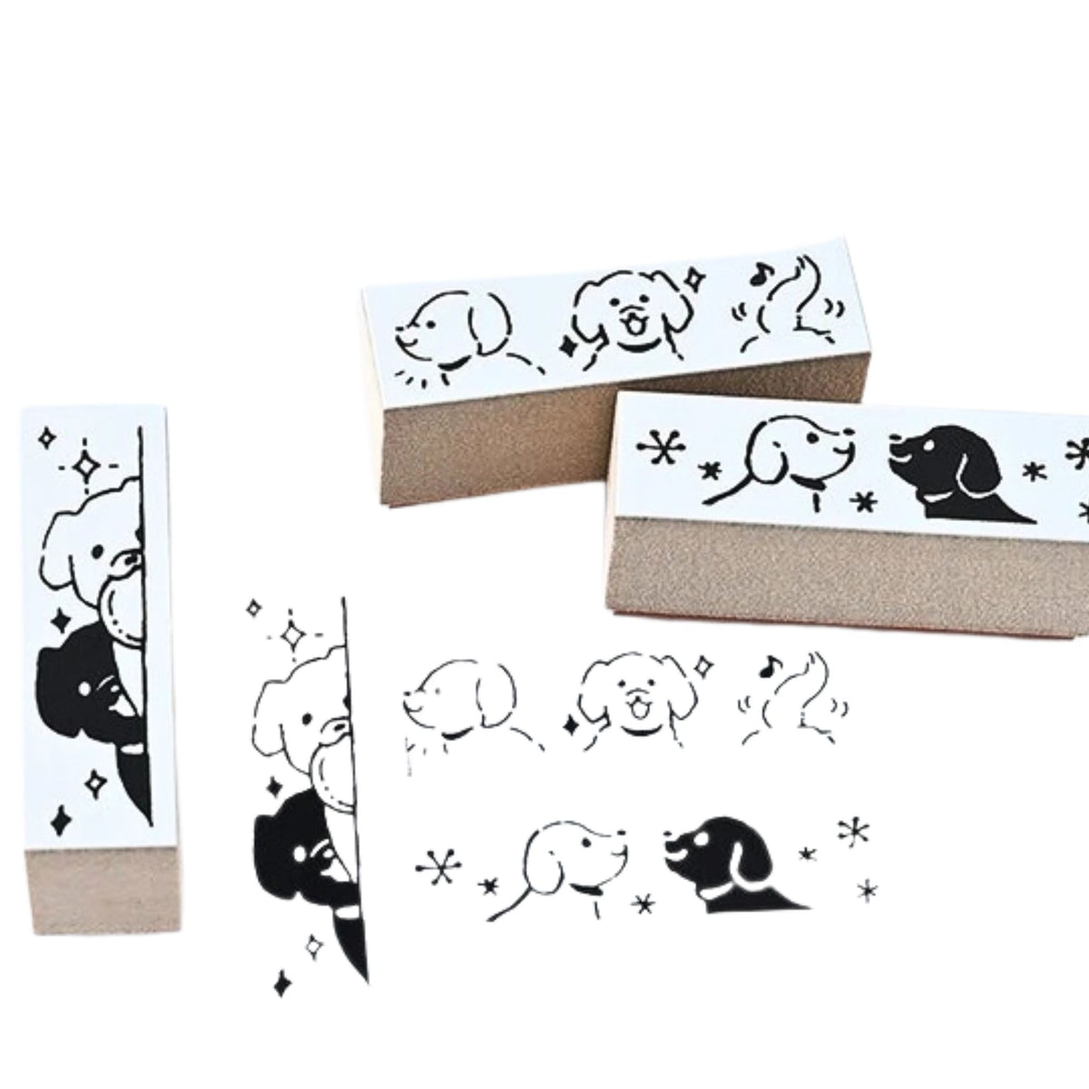 Sanby - Rubber Stamps - 3-Piece - Mini Border Stamp Set - Playful Dogs