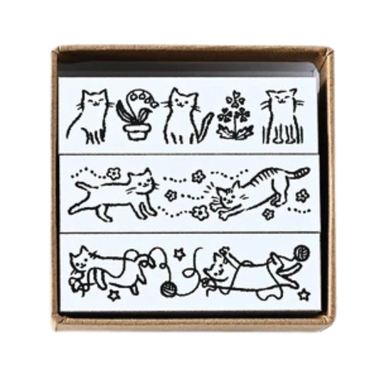 Sanby - Rubber Stamps - 3-Piece Set - Playful Cats