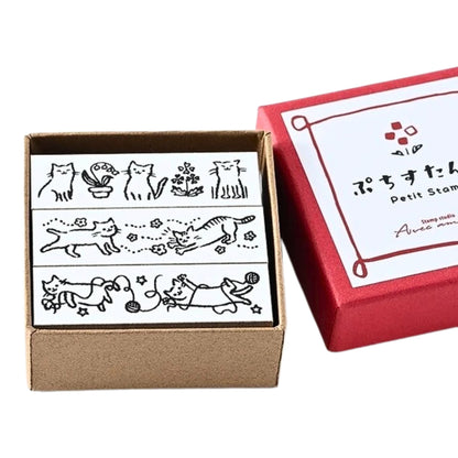 Sanby - Rubber Stamps - 3-Piece - Mini Border Stamp Set - Playful Cats