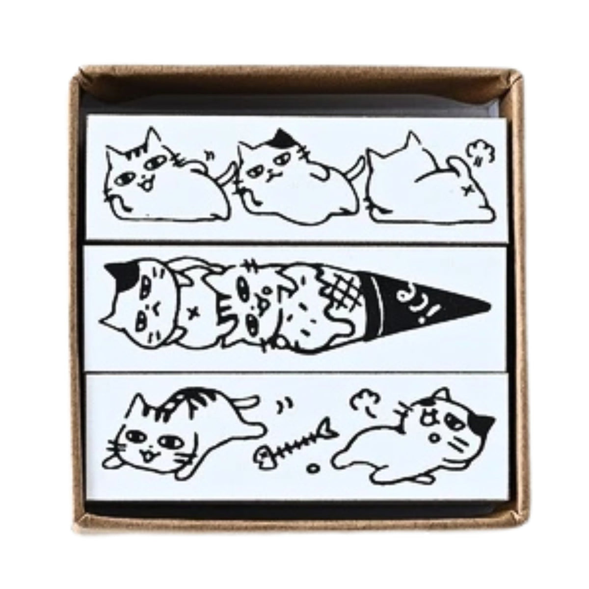 Sanby - Rubber Stamps - 3-Piece - Mini Border Stamp Set - Overfed Cats