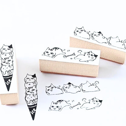 Sanby - Rubber Stamps - 3-Piece - Mini Border Stamp Set - Overfed Cats