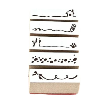 Sanby - Rubber Stamps - 5-Piece - Mini Border Stamp Set - Underline