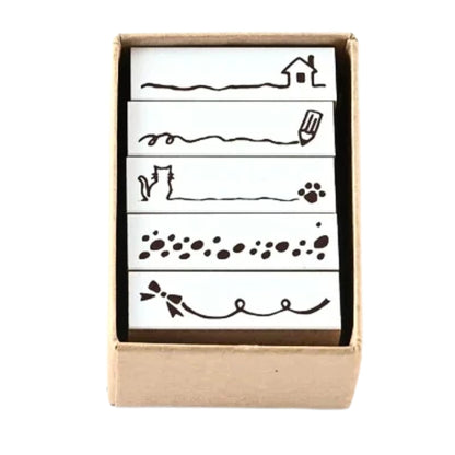 Sanby - Rubber Stamps - 5-Piece - Mini Border Stamp Set - Underline