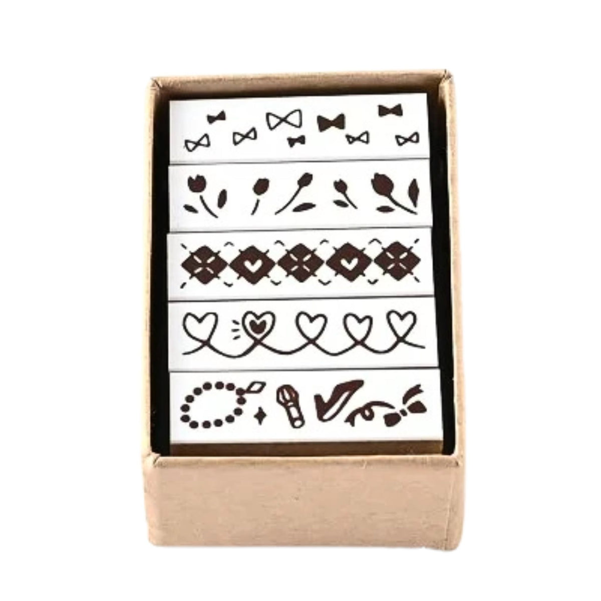 Sanby - Rubber Stamps - 5-Piece - Mini Border Stamp Set - Fancy