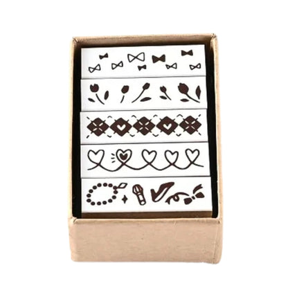 Sanby - Rubber Stamps - 5-Piece - Mini Border Stamp Set - Fancy