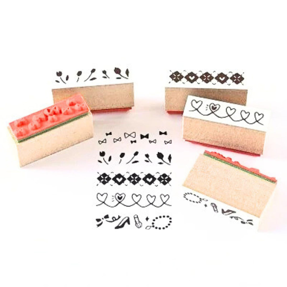 Sanby - Rubber Stamps - 5-Piece - Mini Border Stamp Set - Fancy