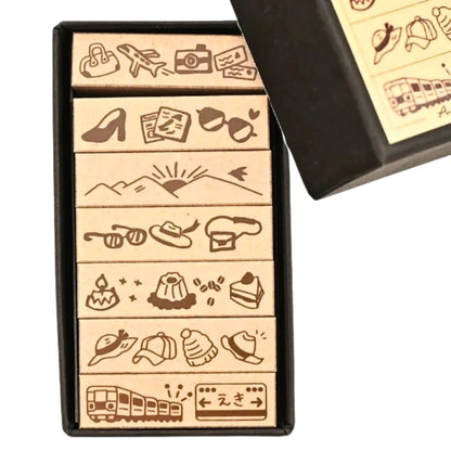 Sanby - Rubber Stamps - 7-Piece - Mini Border Stamp Set - Outings