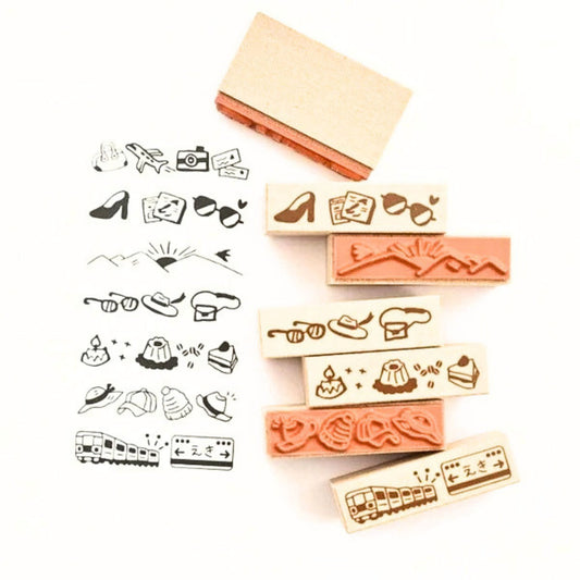 Sanby - Rubber Stamps - 7-Piece - Mini Border Stamp Set - Outings