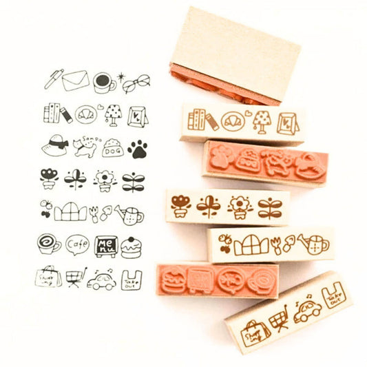 Sanby - Rubber Stamps - 7-Piece - Mini Border Stamp Set - Favourite Times
